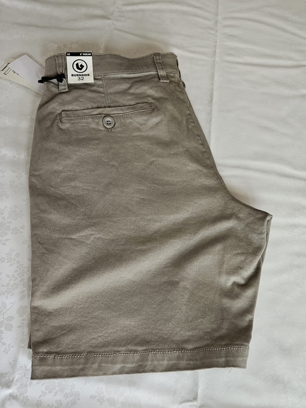 Burnside Men's Chino Shorts Size 32 NWT Khaki Tan 8" Inseam Elastic Waist - Picture 7 of 13